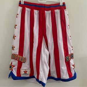 Size small Red, white, and blue striped Harlem Globetrotters basketball shorts